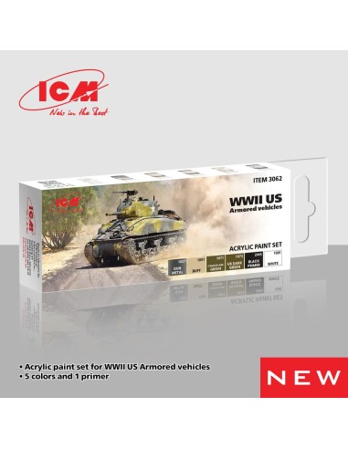 Acrylic Paint Set for WWII US Armored vehicles  6 x12 ml 
