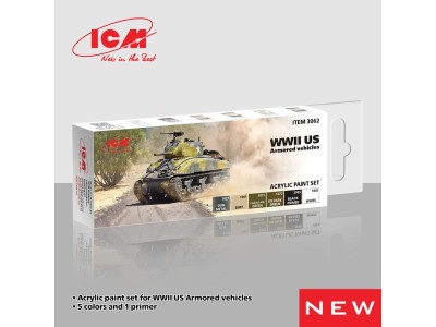 Acrylic Paint Set for WWII US Armored vehicles  6 x12 ml 