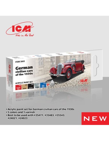 Acrylic Paint Set for  German civilian cars of the 1930s  6 x12 ml 