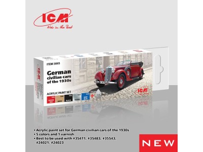 Acrylic Paint Set for  German civilian cars of the 1930s  6 x12 ml 