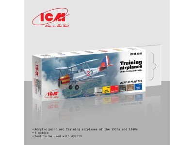 Acrylic paint set Training airplanes of the 1930s and 1940s 