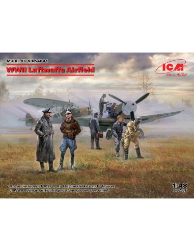 WWII Luftwaffe Airfield(MesserschmittBf109F-4,Hs126B-1,Pilot,Ground Pers(7 fig 