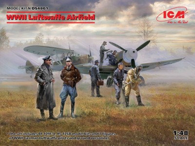 WWII Luftwaffe Airfield(MesserschmittBf109F-4,Hs126B-1,Pilot,Ground Pers(7 fig 