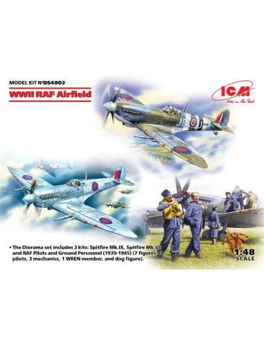 WWII RAF Airfield (Spitfire Mk.IX,Spitfire MkVII,RAF Pilots a Ground Pers(7 fig 
