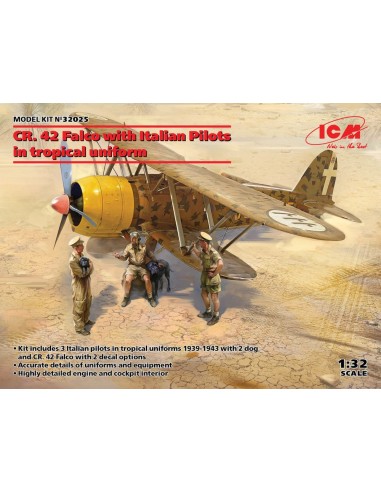 CR. 42 Falco with Italian Pilots in tropical uniform 