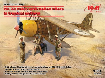CR. 42 Falco with Italian Pilots in tropical uniform 