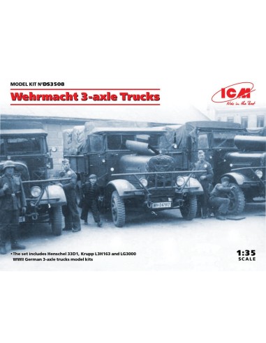 Wehrmacht 3-axle Trucks (Henschel 33D1, Krupp L3H163, LG3000) 