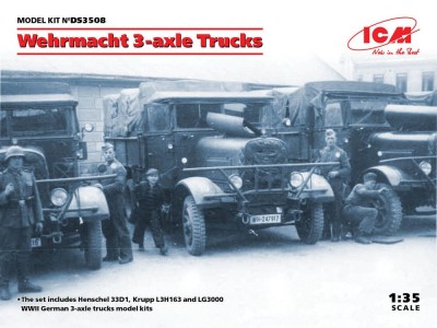 Wehrmacht 3-axle Trucks (Henschel 33D1, Krupp L3H163, LG3000) 