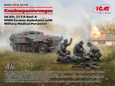 'Krankenpanzerwagen' Sd.Kfz.251/8 Ausf.A , WWII German Ambulance with Military Medical Personnel 