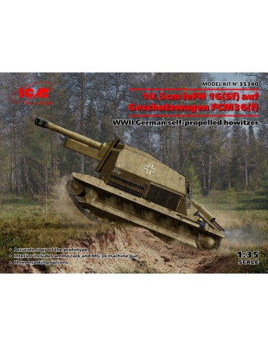 10.5cm leFH 16(Sf)auf Geschutzwagen FCM36(f),WWII German self-propelled howitzer 