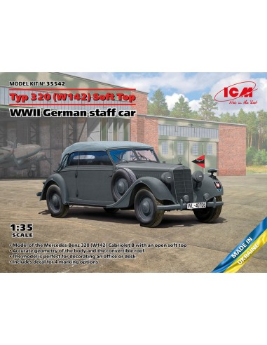 Typ 320 (W142) Cabriolet Soft Top, WWII German staff car 