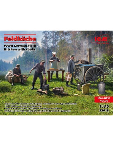 Feldküche, WWII German Field Kitchen with cooks (100% new molds) 