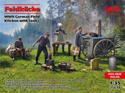 Feldküche, WWII German Field Kitchen with cooks (100% new molds) 