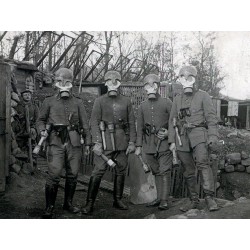 German Infantry in Gas Masks 1918 
