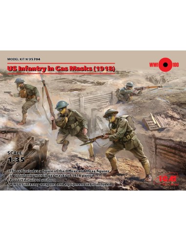US Infantry in Gas Masks(1918)4 Figures 