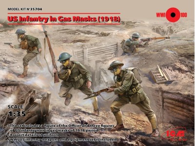 US Infantry in Gas Masks(1918)4 Figures 