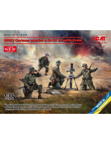WW2 German mortar GrW 34 w.Crew (mortar a.4 figures)(100% new molds) 