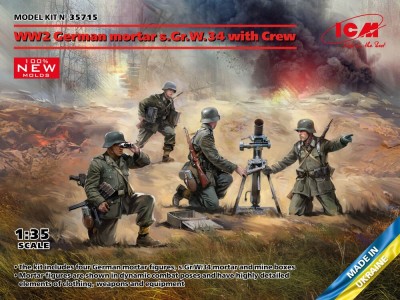 WW2 German mortar GrW 34 w.Crew (mortar a.4 figures)(100% new molds) 