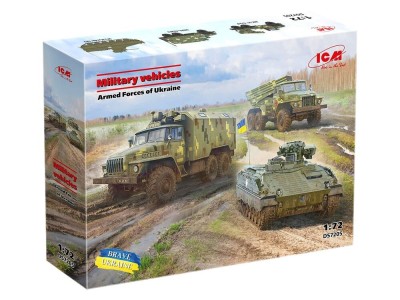 Military vechicles of the Armed Forces of Ukraine (SPz Marder 1A3, URAL-43203, BM-21 'Grad') 