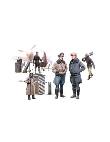 WWII German Luftwaffe Pilots and Ground Personnel in Winter Uniform 