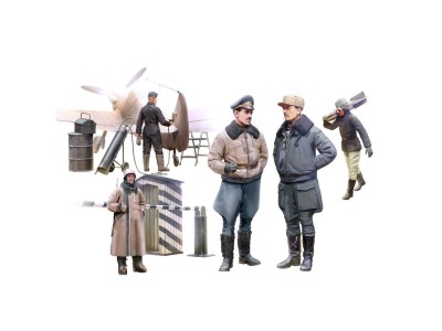 WWII German Luftwaffe Pilots and Ground Personnel in Winter Uniform 