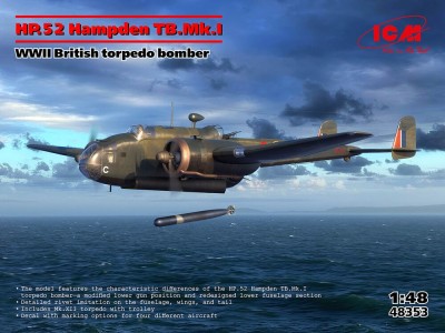 HP.52 Hampden TB.Mk.I WWII British torpedo bomber 