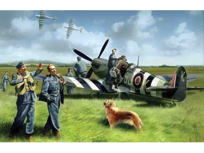 Spitfire Mk IX with RAF Pilots /Ground Crew 