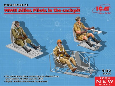 WWII Allies Pilots in the cockpit (British,Amarican,Soviet)(100%new molds) 