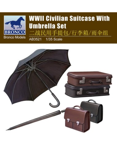WWII Civilian Suitcase with Umbrella Set 