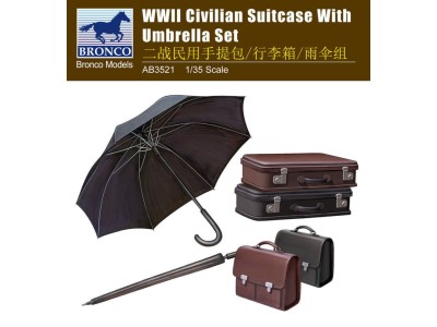 WWII Civilian Suitcase with Umbrella Set 