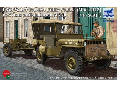 US GPW 4x4 Light Utility Truck w/37mm Anti-Tank Gun M3A1 