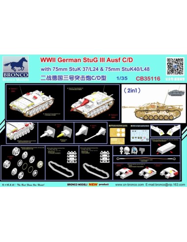 WWII German StuG III Ausf C/D with 75mm StuK 37/L24&75mm StuK40/L48(2in1) 