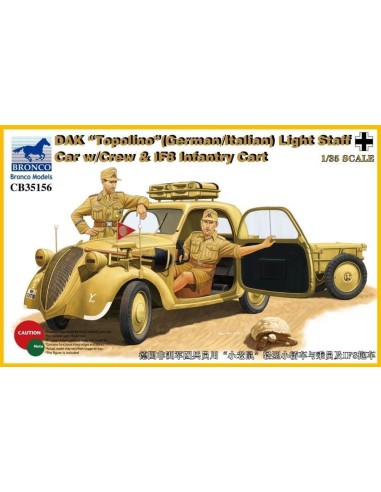 DAK Topolino (German-Italian)Light Staff Car w/Crew & IF8 Intantry Cart 