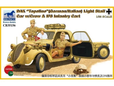 DAK Topolino (German-Italian)Light Staff Car w/Crew & IF8 Intantry Cart 