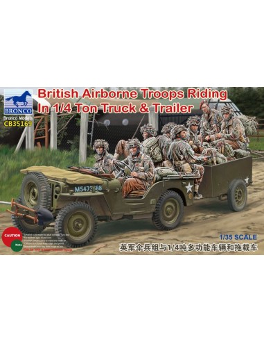 British Airborne Troops Riding In 1/4Ton Truck & Trailer 