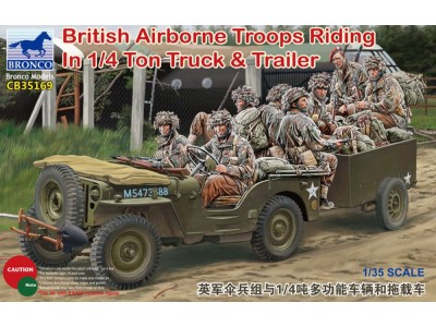 British Airborne Troops Riding In 1/4Ton Truck & Trailer 