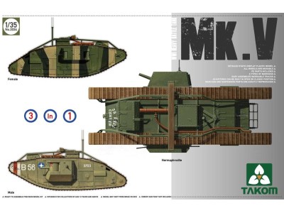 WWI Heavy Battle Tank MarkV 3 in 1 