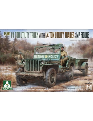 U.S. Army 1/4 ton utility truck w.1/4 t utility trailer&MP fig 