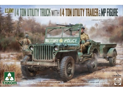 U.S. Army 1/4 ton utility truck w.1/4 t utility trailer&MP fig 