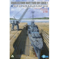 CHARLESTOWN NAVY YARD DRY DOCK 1 & USS DD-742 FRANK KNOX 1944 