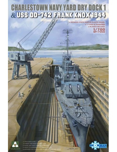 CHARLESTOWN NAVY YARD DRY DOCK 1 & USS DD-742 FRANK KNOX 1944 