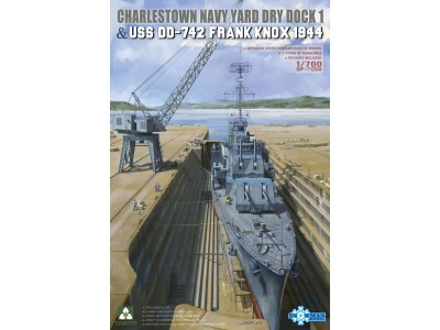 CHARLESTOWN NAVY YARD DRY DOCK 1 & USS DD-742 FRANK KNOX 1944 