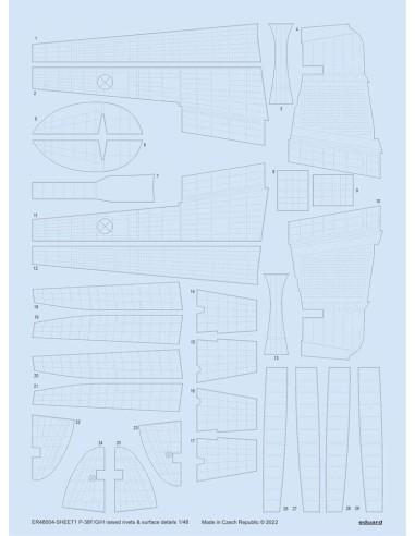P-38F/G/H raised rivets & surface details for TAMIYA 