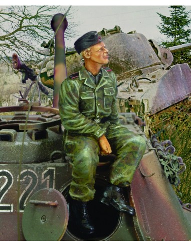 Waffen SS tanker sitting on turret-WWII 