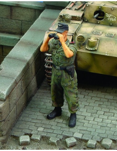Waffen SS tanker looking through binoculars-WWII 