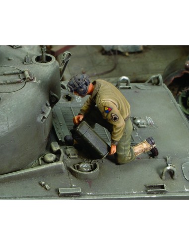 U.S. CREW member refuelling tank - WWII 
