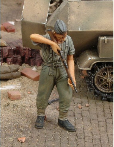 German soldier cleaning rifle-WWII 