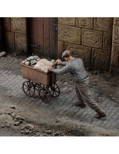 Evacuee with his stuff 
