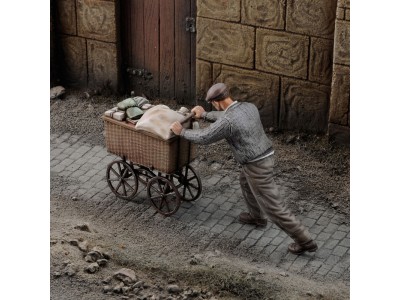 Evacuee with his stuff 