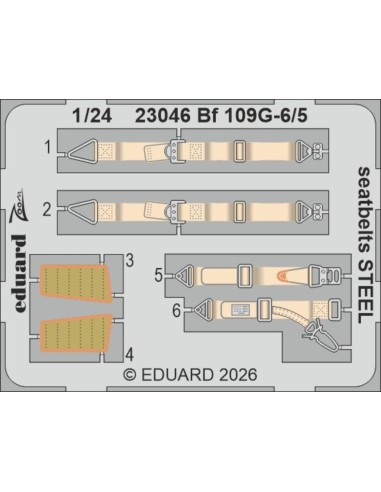 Bf 109G-5/6 seatbelts STEEL for Airfix 